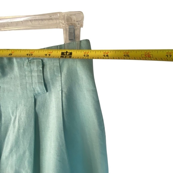 Vintage Contempo Casuals Pleated High Rise Mint Green Linen Cotton Trouser Pants - Picture 6 of 11
